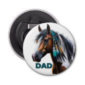 Paard schilderen met inheemse kralen button flesopener (Voorkant)