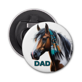 Paard schilderen met inheemse kralen button flesopener