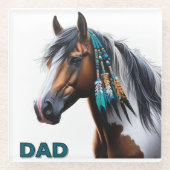 Paard schilderen met inheemse kralen glazen onderzetter (Voorkant)