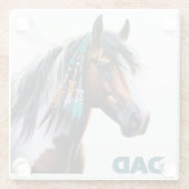Paard schilderen met inheemse kralen glazen onderzetter (Achterkant)