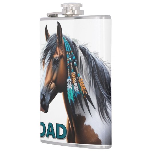 Paard schilderen met inheemse kralen heupfles (Links)