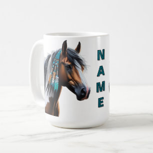 Paard schilderen met inheemse kralen koffiemok