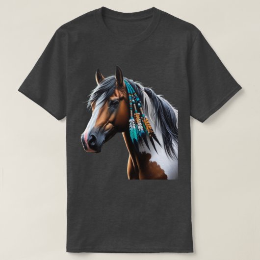 Paard schilderen met inheemse kralen t-shirt (Design voorkant)