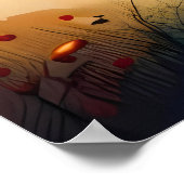 Paard schilderij Kleurrijke Run Verlichte maan nac Poster (Hoek)