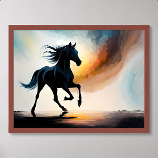 Paard schilderij silhouet voor rook fauna poster