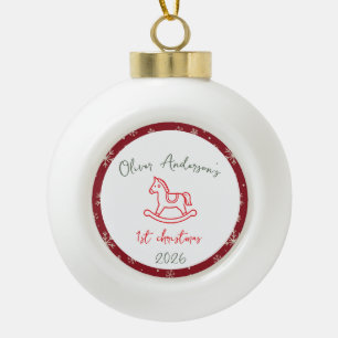 Paard Schommelende Eerste Kerst Baby Jongen of Mei Keramische Bal Ornament