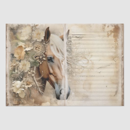 Paard Shabby Chic Junk Journal Paper Tissuepapier (Voorkant)