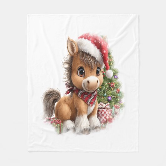Paard Shirt Kerstman Hoed Fleece Deken (Voorkant)