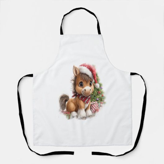 Paard Shirt Kerstman Hoed Schort (Voorkant)