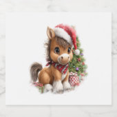 Paard Shirt Kerstman Hoed Sparkling Wijnetiket (Enkel label)