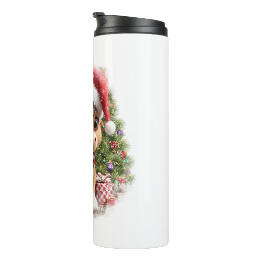 Paard Shirt Kerstman Hoed Thermosbeker (Geroteerd rechts)