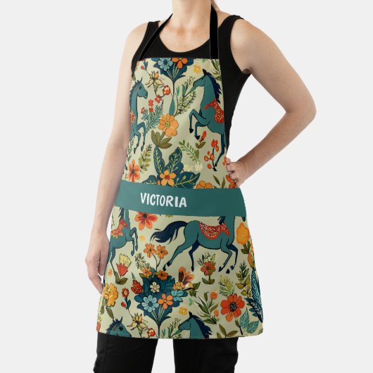 Paard Show Bloemen Aangepast Patroon Schort (Insitu)