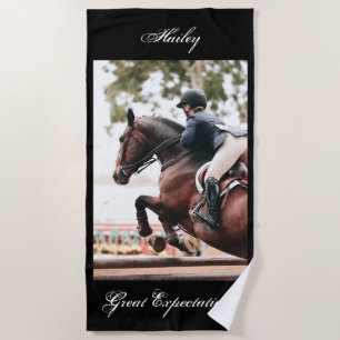 Paard Show - Paard & ruiter gepersonaliseerd Strandlaken