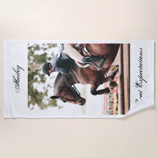Paard Show - Paard & ruiter gepersonaliseerd Strandlaken (Voorkant)