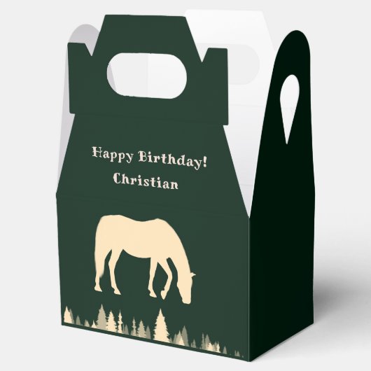 Paard Silhouet Bos Bomen Verjaardagsfeest Bedankdoosjes (Geopend)