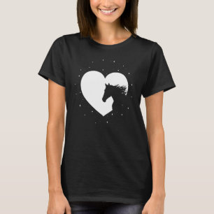 Paard Silhouet Hart Vrouwen Paardrijden Eque T-shirt