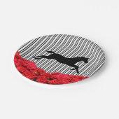 Paard Silhouette Rode Rozen Zwarte Strepen Derby Papieren Bordje (Gekanteld)