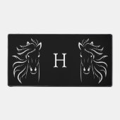 Paard Silhouetten & Monogram op zwart Bureaumat (Voorkant)