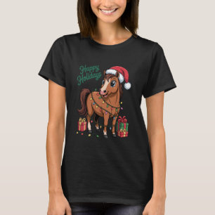 Paard Sinterklaas Hoed Kerst Ontwerp Grappig Diere T-shirt