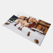 Paard slee konijnen land boerderij sneeuw winter deurmat (Schuin)