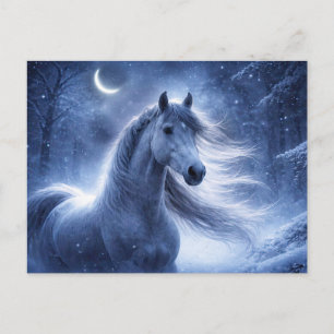 Paard Sneeuw Kerstnacht Yule Feestdagenkaart