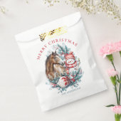 Paard sneeuwman Kerst waterverf elegant Bedankzakje (Gezegeld)