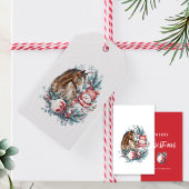 Paard sneeuwman Kerst waterverf elegant Cadeaulabel