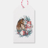 Paard sneeuwman Kerst waterverf elegant Cadeaulabel (Voorkant)