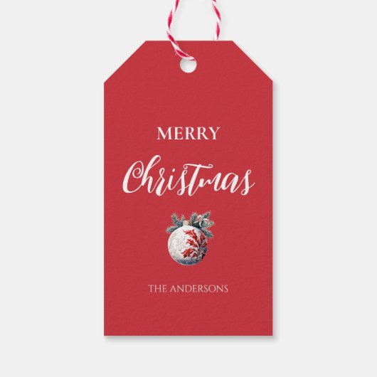 Paard sneeuwman Kerst waterverf elegant Cadeaulabel (Achterkant)