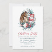 Paard sneeuwman Kerst waterverf elegant Kaart (Voorkant)