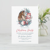 Paard sneeuwman Kerst waterverf elegant Kaart (Staand voorkant)