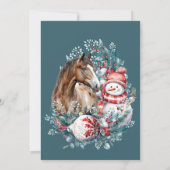 Paard sneeuwman Kerst waterverf elegant Kaart (Achterkant)