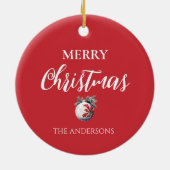 Paard sneeuwman Kerst waterverf elegant Keramisch Ornament (Achterkant)