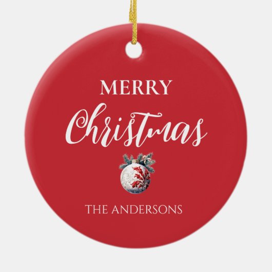 Paard sneeuwman Kerst waterverf elegant Keramisch Ornament (Achterkant)