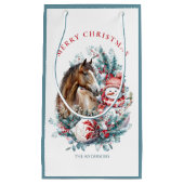 Paard sneeuwman Kerst waterverf elegant Klein Cadeauzakje (Voorkant)