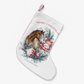 Paard sneeuwman Kerst waterverf elegant Kleine Kerstsok (Voorkant (Hangend))