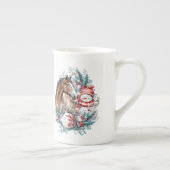 Paard sneeuwman Kerst waterverf elegant Porselein Kop (Rechts)