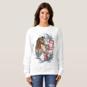 Paard sneeuwman Kerst waterverf elegant Trui (Voorkant volledig)