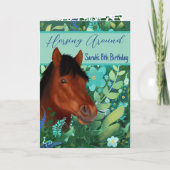 Paard Speelt Rond Bloemenliefhebber Bruin Paard (Voorkant)