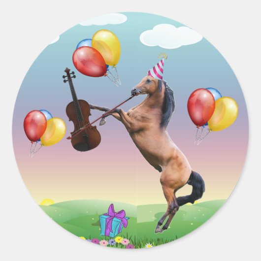 Paard speelt viool Stickers (Voorkant)