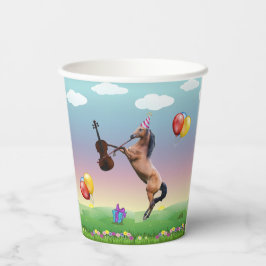Paard speelt vioolverjaardag papieren bekers
