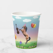 Paard speelt vioolverjaardag papieren bekers (Voorkant)