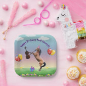 Paard speelt vioolverjaardag papieren bordje (Feest)