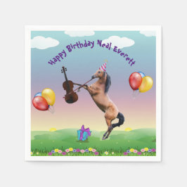 Paard speelt vioolverjaardag servet