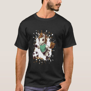 Paard speelt voetbal grappige strip t-shirt