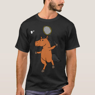 Paard spelen badminton ironische sport dier pullo t-shirt