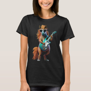 Paard Spelen Elektrische Gitaar Dier Paard Gitaar T-shirt