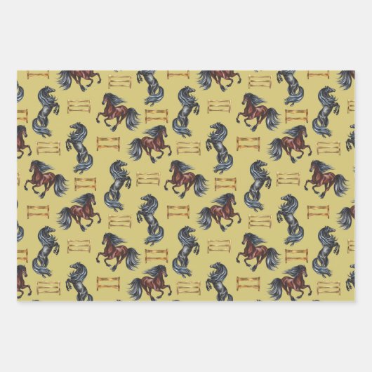 Paard springen houten horden ruitersport inpakpapier vel (Voorkant 2)