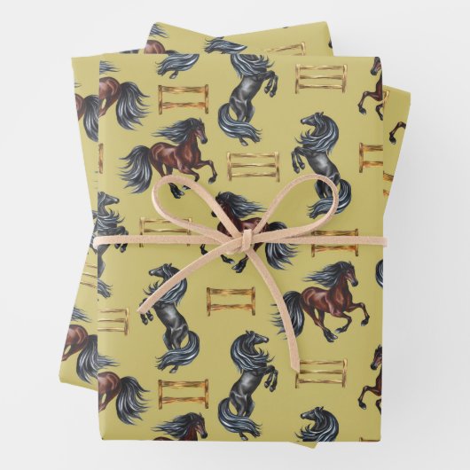 Paard springen houten horden ruitersport inpakpapier vel (In situ)