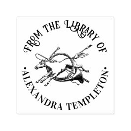 Paard springt door hoorn Bibliotheek Boek Naam Zelfinktende Stempel